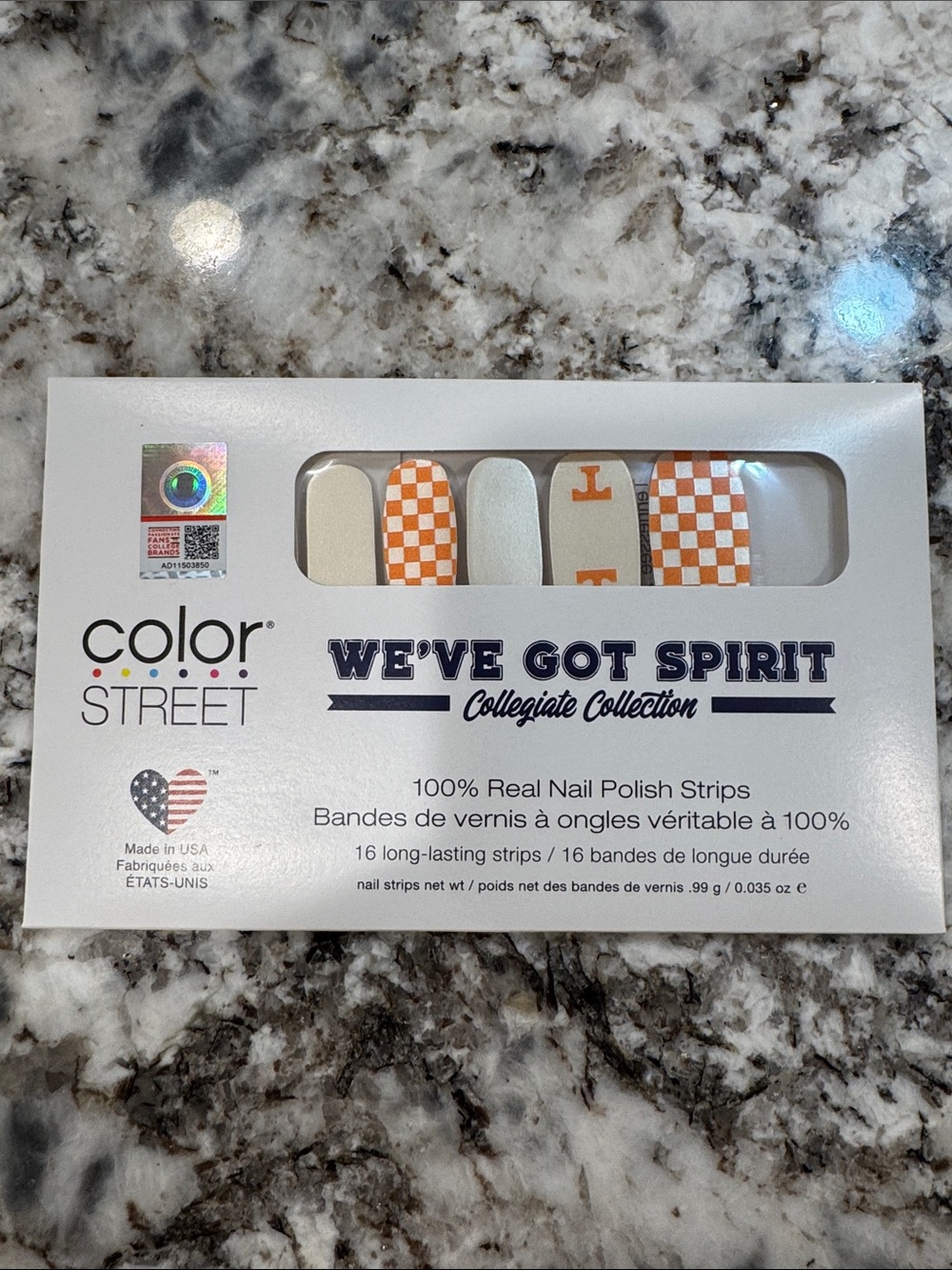 Color Street Orange & White Checkerboard Collegiate Nail Strips